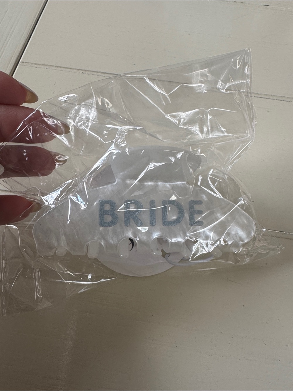 BRIDE Hair Claw Clip in White with Silver Lettering